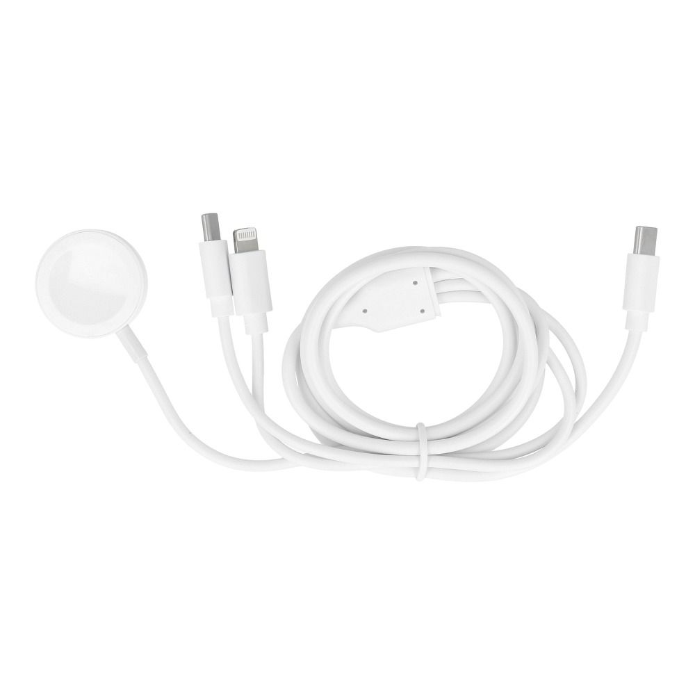 3-in-1 Kabel Typ C für iPhone Lightning 8-Pin + Typ C 2A + Apple Watch 3W 1A C3169 Weiß – Bild 3