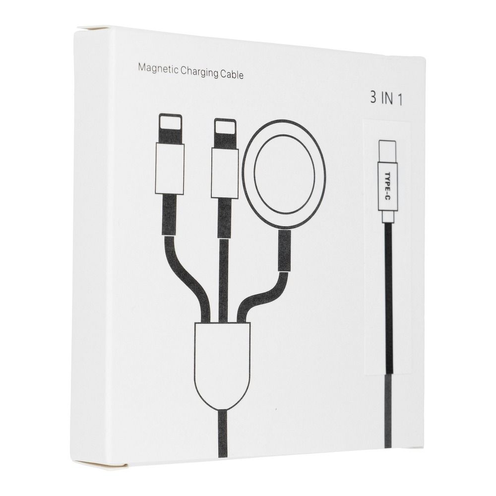 3-in-1 Kabel Typ C für iPhone Lightning 8-Pin + Typ C 2A + Apple Watch 3W 1A C3169 Weiß – Bild 4