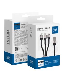 Blue Star geflochtenes 3-in-1-Kabel mit Micro-USB-, USB-C- und Lightning-Anschlüssen, 3A