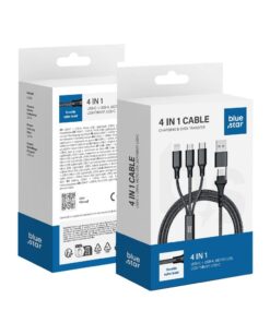 BLUE STAR 4-in-1 Kabel Typ C / USB A zu Micro USB / Lightning / Typ C 2,4A 12W Cafule C172 1,2 m schwarz