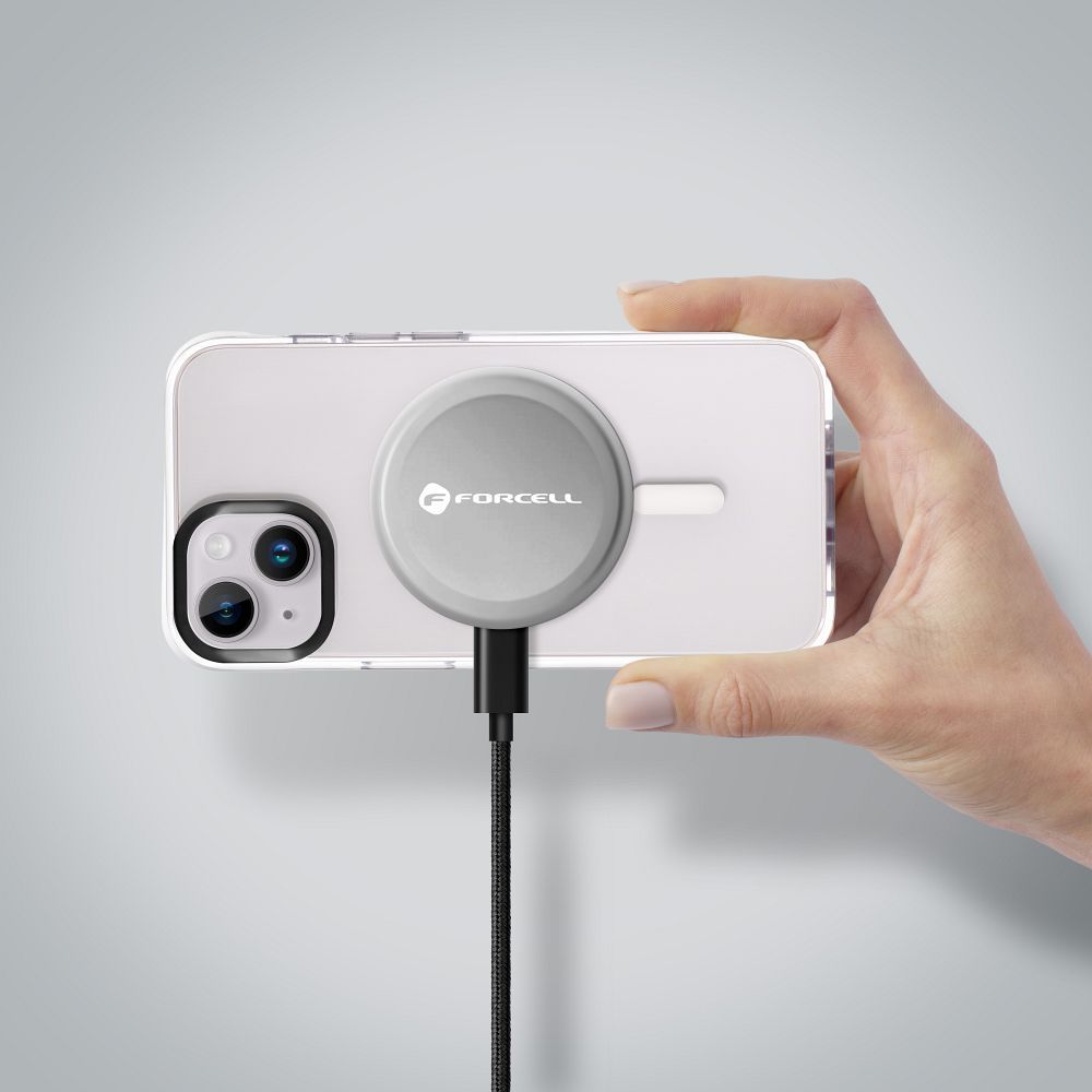 Kabelloses Ladegerät Forcell F-Energy Smart Charge USB-C Qi2 15W, kompatibel mit MagSafe, mit abnehmbarem 1,5 m Kabel, silber – Bild 10