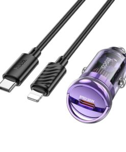 HOCO Typ-C Autoladegerät + Typ-C zu Lightning Kabel PD QC3.0 30W Z53 lila