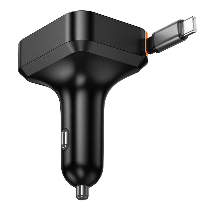 Auto-Ladegerät Hoco mit einziehbarem Kabel 2 x USB C + USB A QC PD 65W NZ18 schwarz – Bild 5