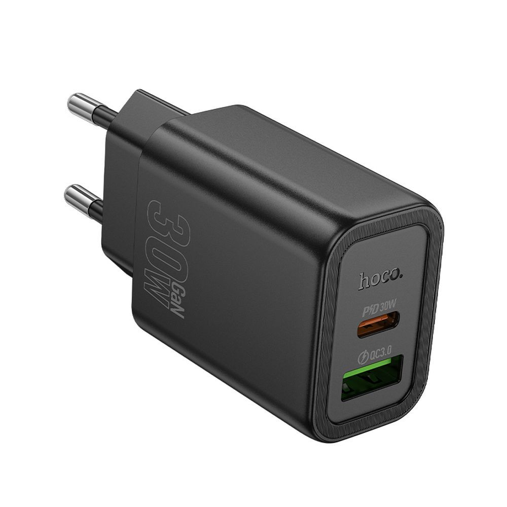 Handyladegerät Hoco USB A + USB C QC3.0 PD 3A 30W N63 schwarz – Bild 3