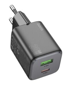 HOCO USB A + Typ C PD QC 3A 20W Netzladegerät N41 Schwarz