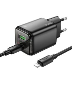 Telefonladegerät Hoco USB A + USB C QC3.0 PD 3A 20W + Kabel USB C zu Lightning N52 schwarz
