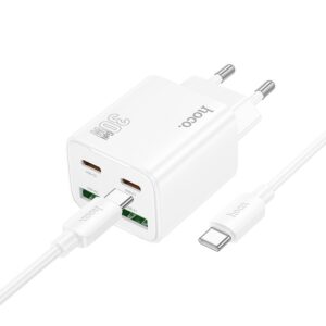 HOCO Netzladegerät 2 x Typ C + 2 x USB A + Typ C auf Typ C Kabel PD QC3.0 3A 30W N56 weiß