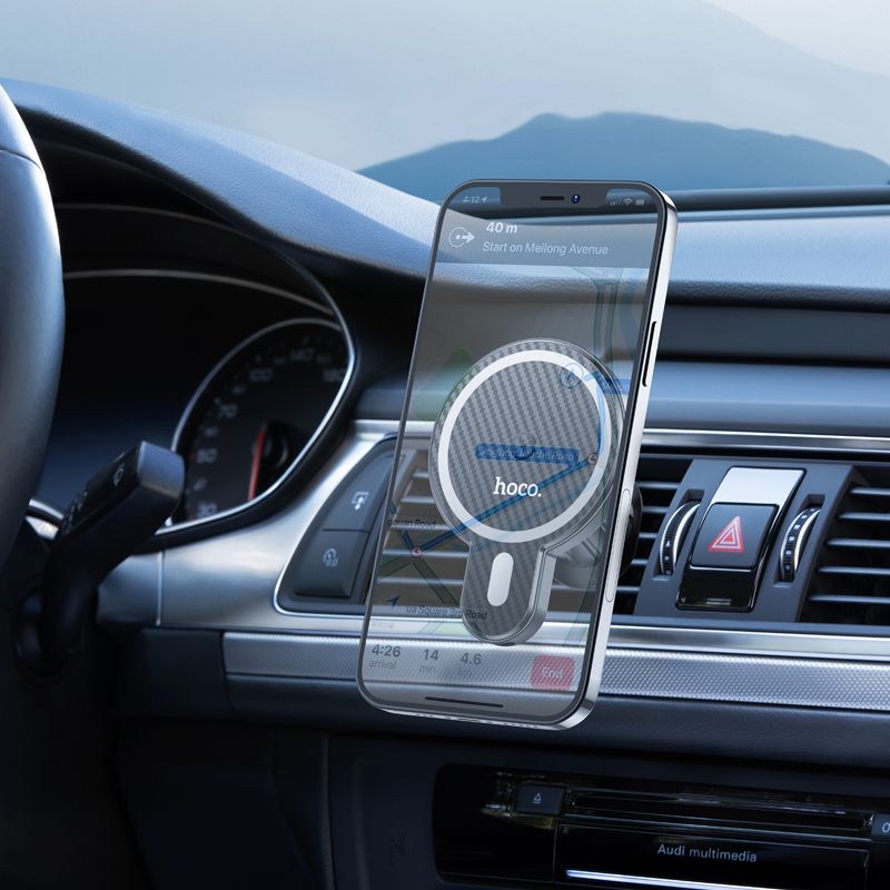 HOCO Autohalter mit kabelloser Induktionsladung für iPhone 12 MagSafe 15W CA85 Schwarz – Bild 5
