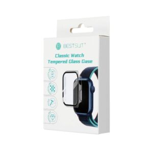 Bestsuit Flexible Handyhülle mit Gehärtetem Glas für Apple Watch Serie 7/8/9 - 41 mm – transparent