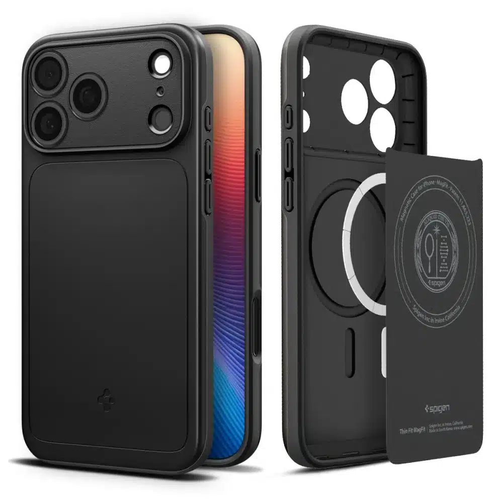 SPIGEN THIN FIT MAG Hülle kompatibel mit MagSafe für iPhone 17 Pro, schwarz