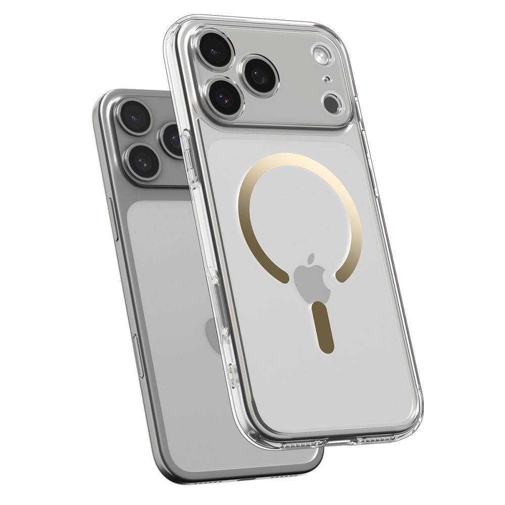 SPIGEN Hülle ULTRA HYBRID kompatibel mit MagSafe für iPhone 17 Pro, klar gold – Bild 4