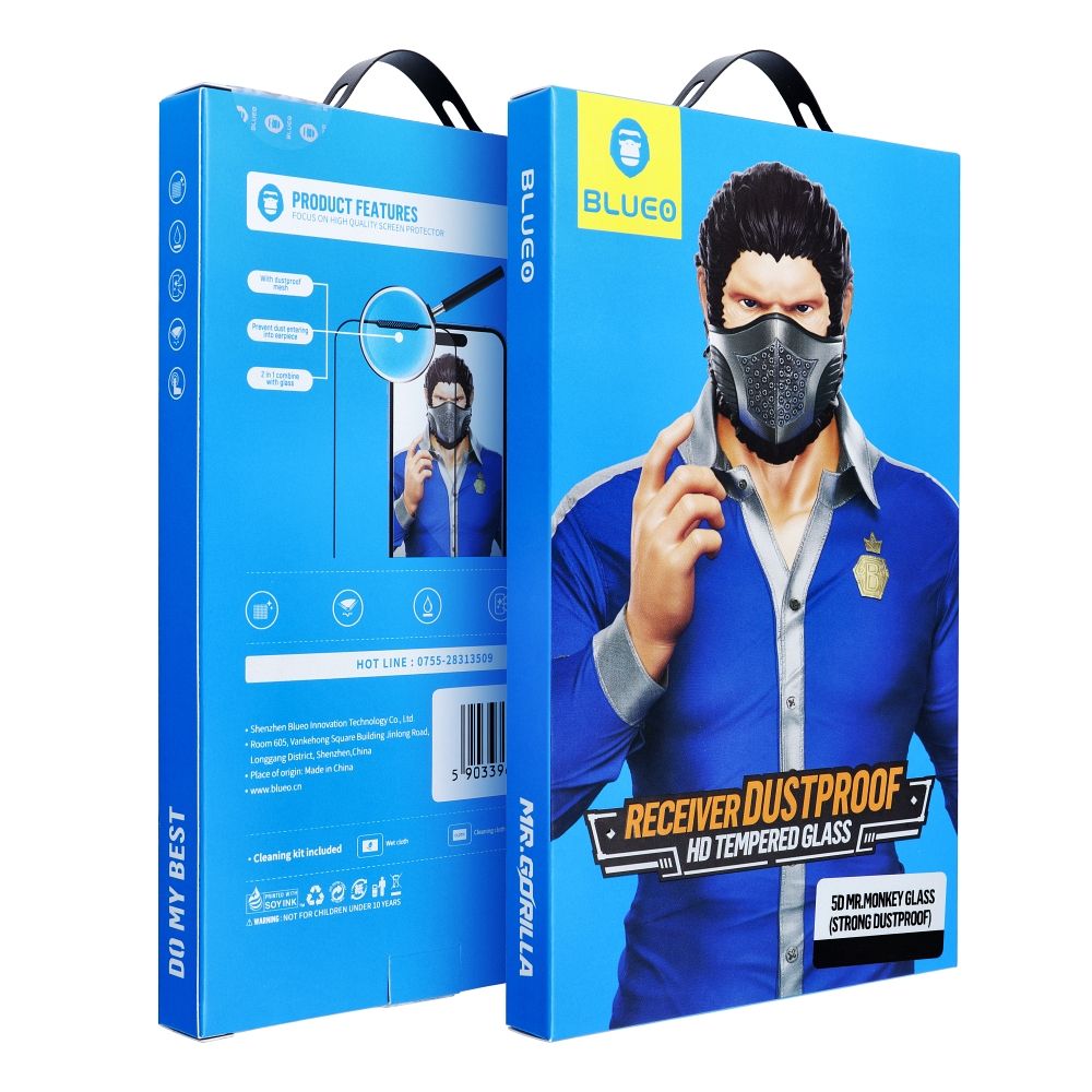 Mr. Monkey Gehärtetes 5D-Glas – Apple iPhone 17 Pro Schwarz (besonders staubdicht)