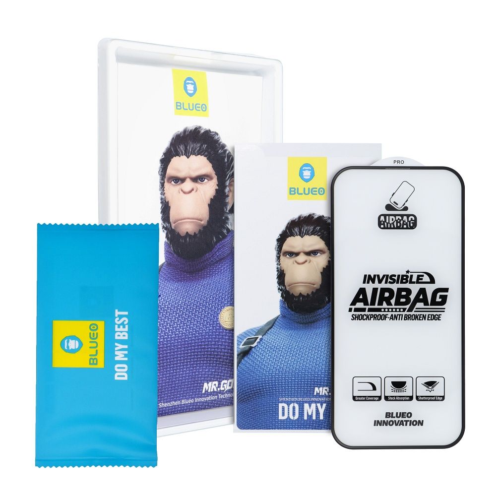 Mr. Monkey Gehärtetes 5D Glas – Apple iPhone 16 Schwarz (Airbag Anti-Break) – Bild 4