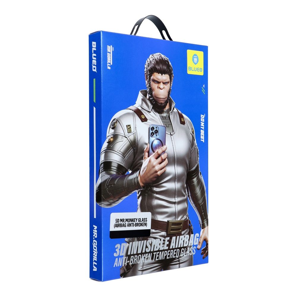 Mr. Monkey Gehärtetes 5D Glas – Apple iPhone 17 Schwarz (Airbag Anti-Bruch)