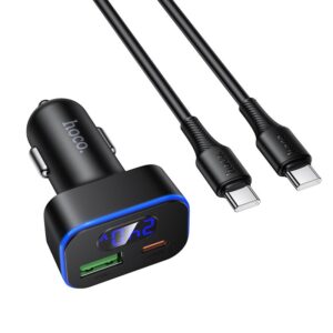 Auto-Ladegerät Hoco USB A + USB C PD QC3.0 48W + USB C-zu-C Kabel Z63B Schwarz