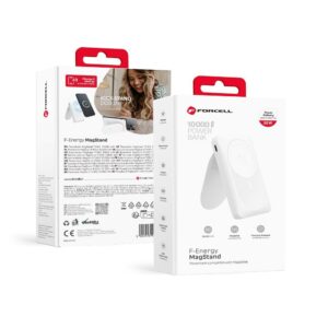 FORCELL F-ENERGY F10K2 MagStand Powerbank kompatibel mit MagSafe PD QC3.0 5A 20W 10.000 mAh Weiß