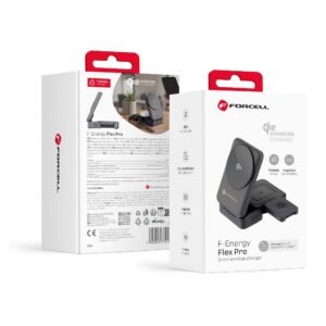 Kabelloses Ladegerät Forcell F-Energy 3in1 Flex Pro Qi2 kompatibel mit MagSafe (F-05) Silber