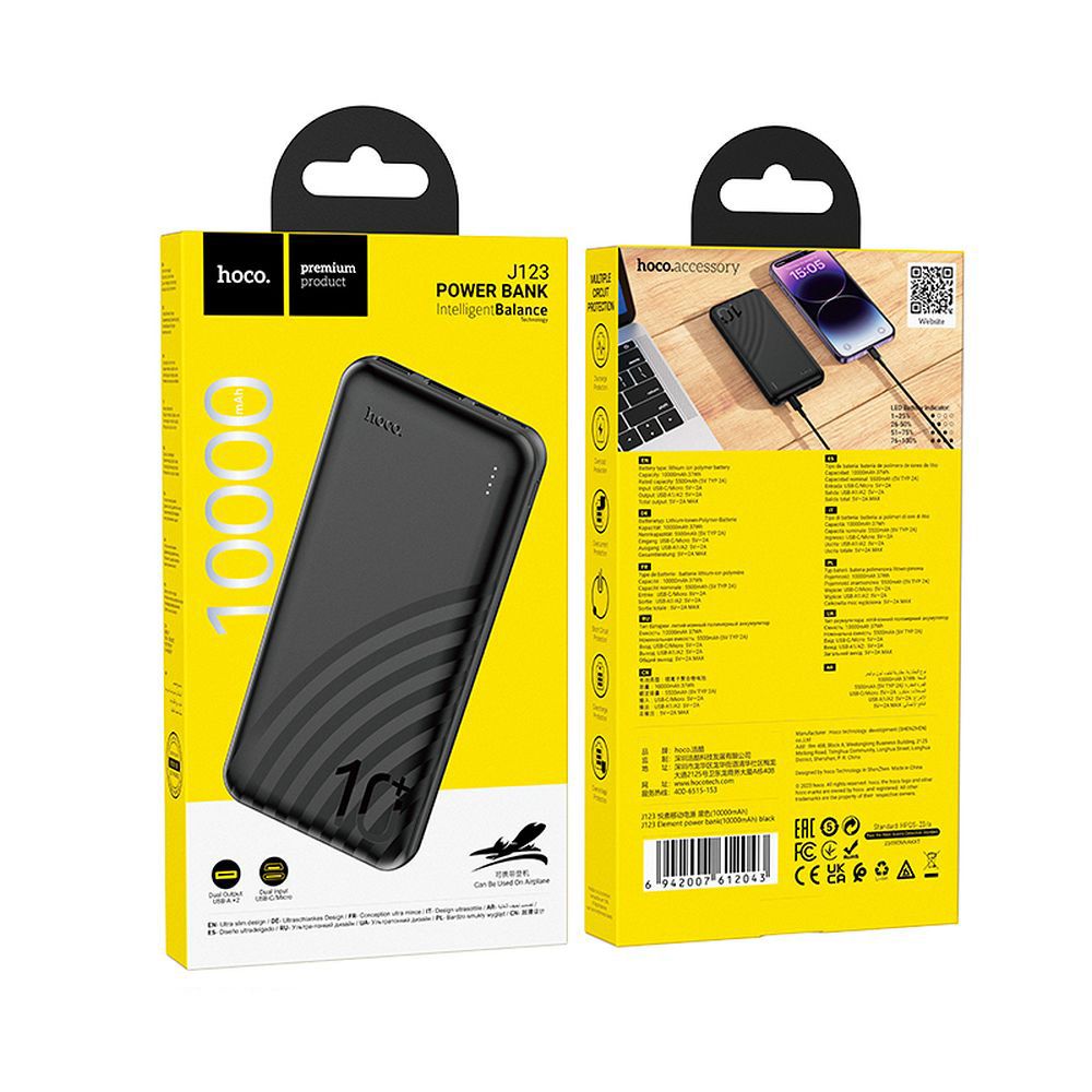 HOCO Powerbank 10000 mAh 2A J123 Schwarz – Bild 7