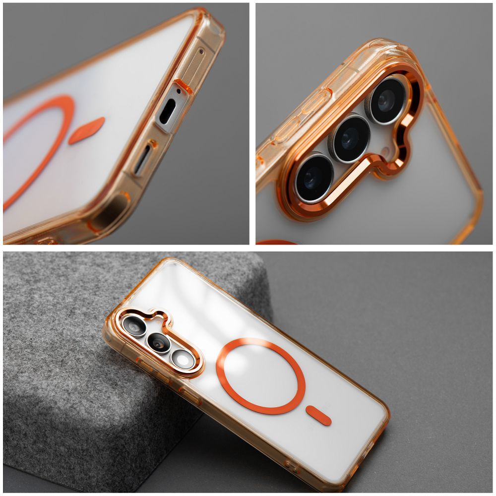 Hülle FRAME CLEAR HYBRID MAG COVER kompatibel mit MagSafe für SAMSUNG S25 FE in Hermes Orange – Bild 6