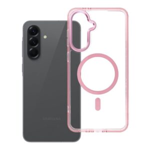 Hülle FRAME CLEAR HYBRID MAG COVER kompatibel mit MagSafe für SAMSUNG A56, puderrosa