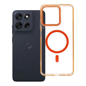 Hülle FRAME CLEAR HYBRID MAG COVER kompatibel mit MagSafe für MOTOROLA G56 in Hermes Orange
