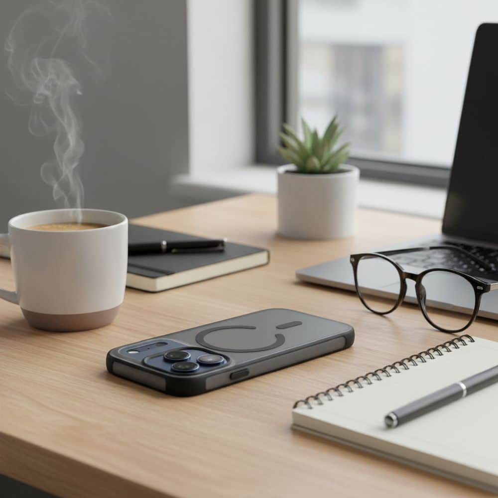 Hülle für iPhone 16 Flexline Mag Cover kompatibel mit MagSafe schwarz – Bild 4