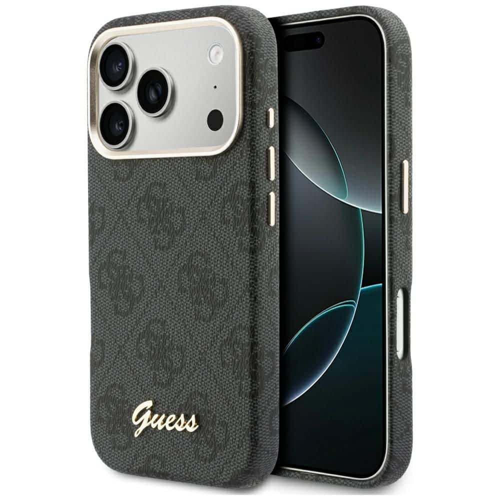 GUESS Hülle für iPhone 17 Pro Max kompatibel mit MagSafe GUHMP17X5P4FWMSK (PU FW 4G Script) schwarz