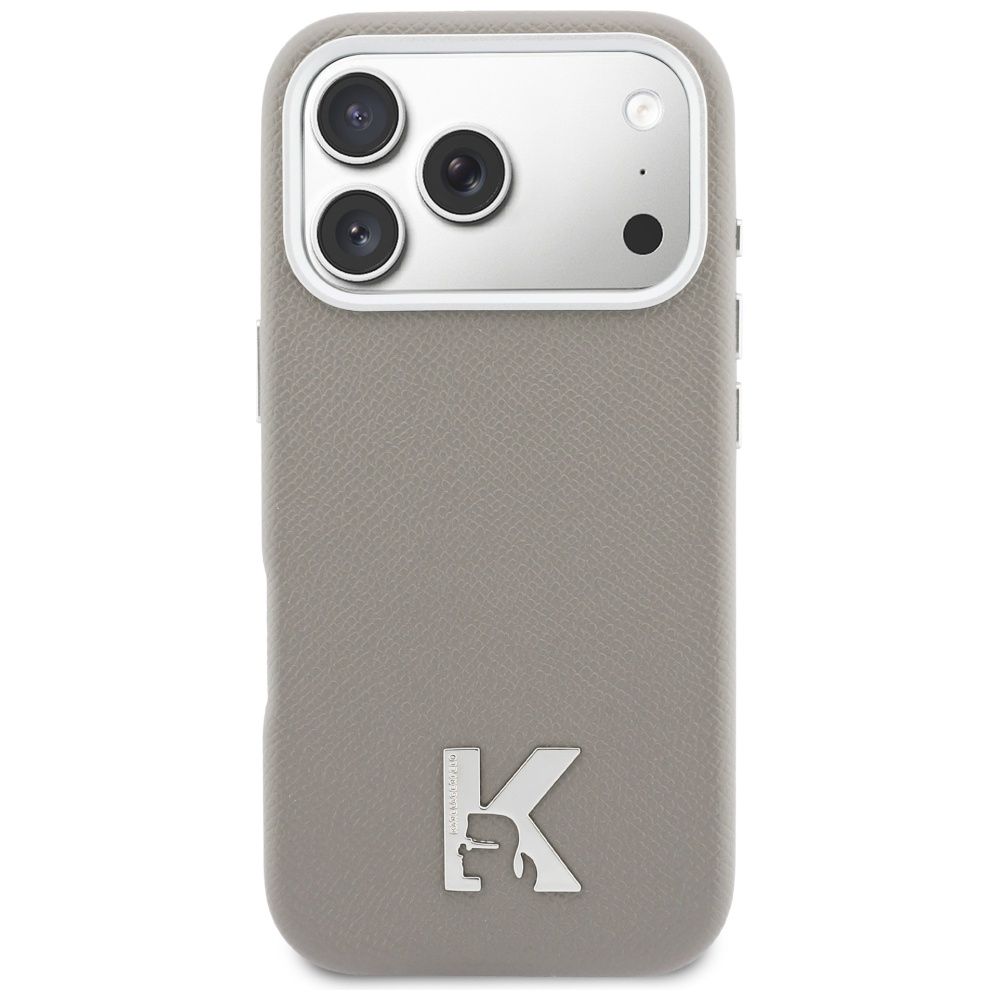 KARL LAGERFELD Hülle für iPhone 17 Pro kompatibel mit MagSafe KLHMP17L5PGFKHGG (PU FW mit K-Head Logo) Grau – Bild 4