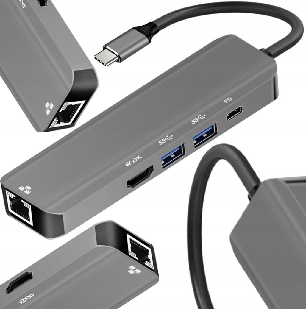 Adapter HUB 5in1 USB C ART OEM-C15-1 Silber – Bild 3