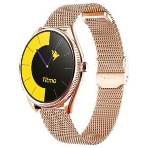 Smartwatch TITMO O-170 (AMOLED, Bluetooth-Anrufe, goldfarbenes Edelstahl-Mesh-Armband) gold