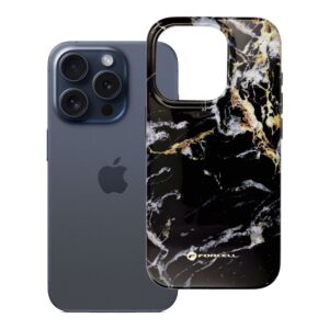Hülle für iPhone 15 PRO Forcell F-Protect Mirage kompatibel mit MagSafe, Military Drop-Test, schwarz marmoriert