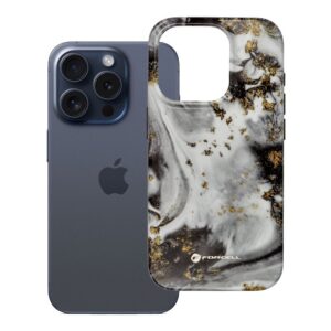 Hülle für iPhone 15 PRO Forcell F-Protect Mirage, Magsafe-kompatibel, Militär-Drop-Test, Silbergrau