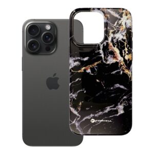 Schutzhülle für iPhone 15 PRO MAX Forcell F-Protect Mirage, Magsafe-kompatibel, Military Drop-Test, schwarzer Marmor