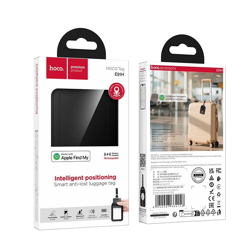 Ortungsgerät kompatibel mit Apple Find My Hoco E91H für Koffer, schwarz – Bild 11