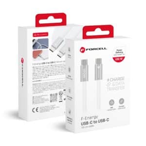 USB-C-zu-USB-C-Kabel Forcell F-Energy QC4.0 PD 3A 60W Cafule Color 1,2 m ACYH23 weiß