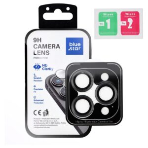 BLUE STAR Easy Install Kameraobjektivschutz für iPhone 16 Pro / 16 Pro Max, schwarz