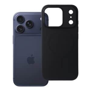 SILICONE MAG COVER Handyhülle (großes Loch), kompatibel mit MagSafe für iPhone 17 Pro, Schwarz