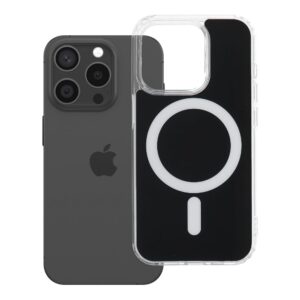 CLEAR FUSION MAG COVER Hülle kompatibel mit MagSafe für iPhone 15 Pro, schwarz