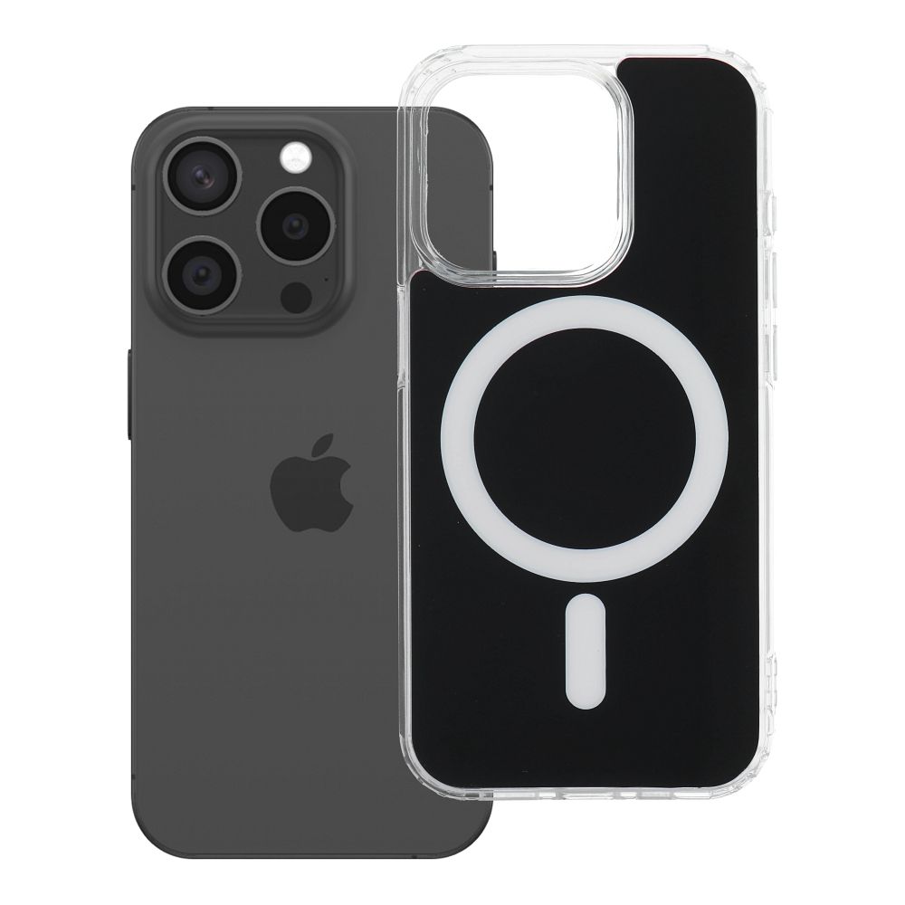 CLEAR FUSION MAG COVER Hülle kompatibel mit MagSafe für iPhone 15 Pro, schwarz