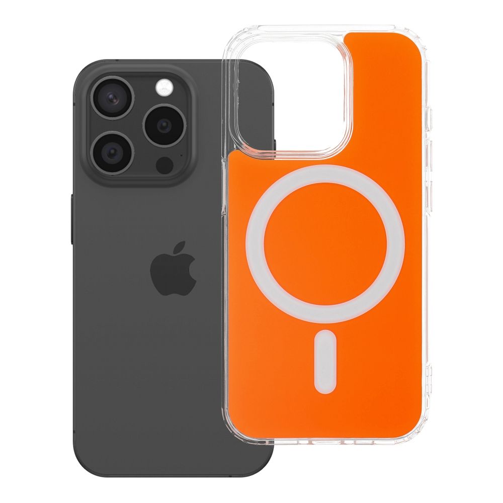 CLEAR FUSION MAG COVER Hülle kompatibel mit MagSafe für IPHONE 15 Pro in Hermes Orange