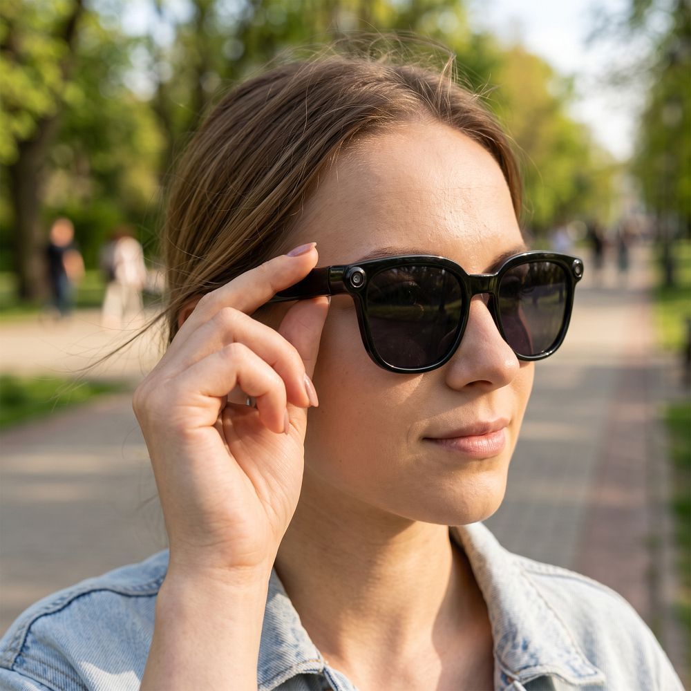 Intelligente AI-Brille mit Musik und Aufnahmefunktion, schwarze Gläser, TITMO G-200, schwarz – Bild 8