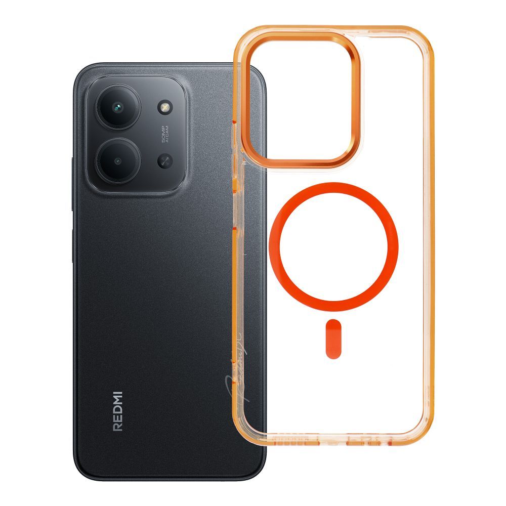 Case Frame Clear Hybrid Mag Cover kompatibel mit MagSafe für REDMI 15C (173,16 x 81,07 x 8,2) Hermes Orange