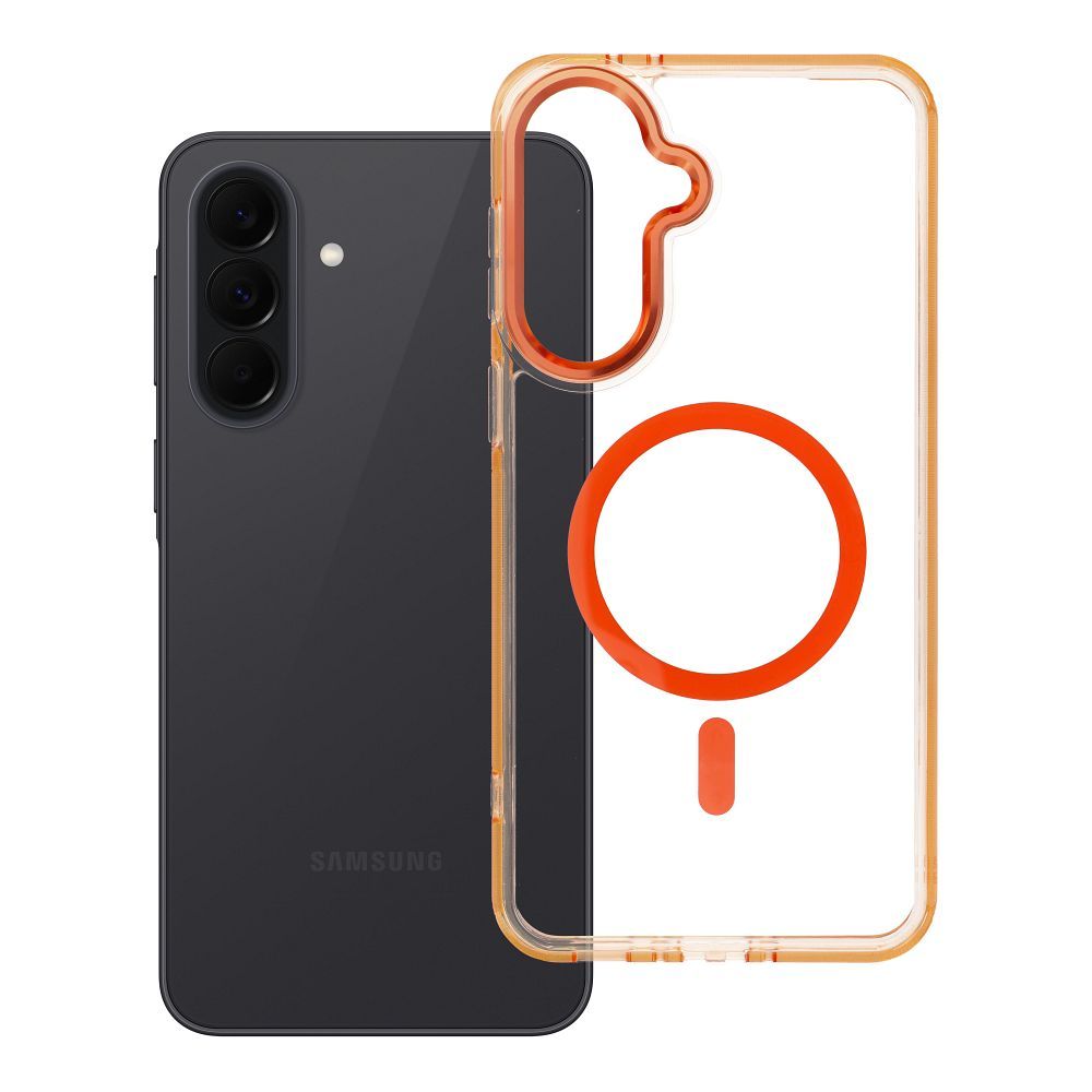 Hülle FRAME CLEAR HYBRID MAG COVER kompatibel mit MagSafe für SAMSUNG A37 in Hermes-Orange