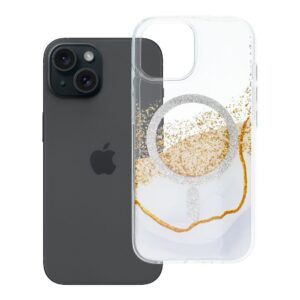 Goldenes Case für iPhone 15 mit MagSafe-Kompatibilität, weiß