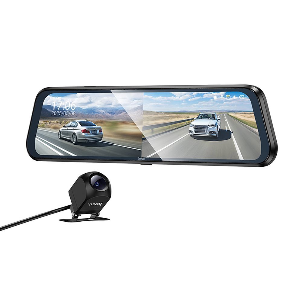 Dashcam für Rückspiegel mit 9,66" Display 1080p/30fps + Rückfahrkamera 720p/30fps Hoco DV16 schwarz