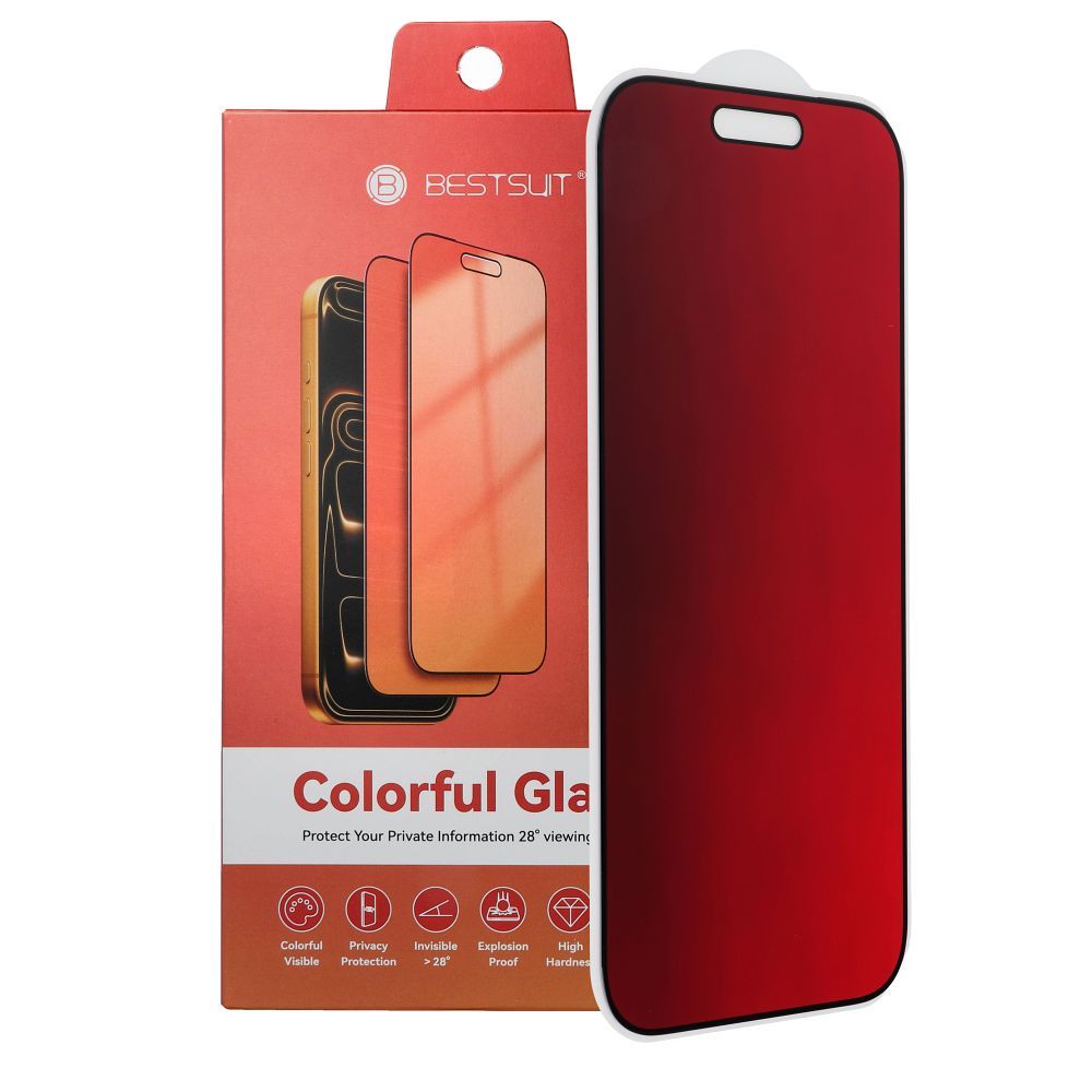Bestsuit Flexible Hybridglas 5D Colorfull Privacy 180 für iPhone 16 Magenta – Bild 2