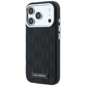 KARL LAGERFELD Hülle für iPhone 18 Pro/17 Pro kompatibel mit MagSafe (Mono Resin Logo) schwarz