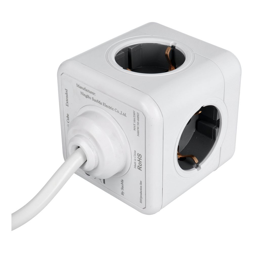 Steckdosenwürfel mit 5 Steckplätzen, max. 3680 W, 1,4 m Netzkabel, Modell E03, weiß – Bild 7