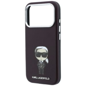 KARL LAGERFELD Hülle für iPhone 18 Pro Max / 17 Pro Max kompatibel mit MagSafe (Smooth Ikonik Sketch) Burgunderrot