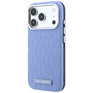 KARL LAGERFELD Hülle für iPhone 18 Pro/17 Pro kompatibel mit MagSafe (Mono Resin Logo) hellblau